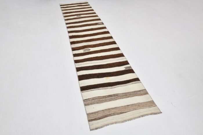 long brown and beige kilim runner rug 1962 4