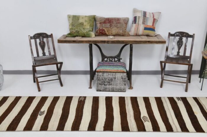 long brown and beige kilim runner rug 1962 5