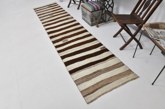 long brown and beige kilim runner rug 1962 6