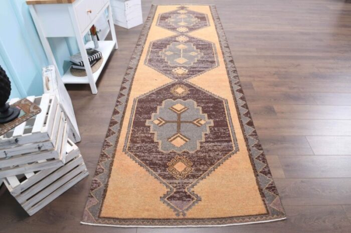 long turkish handmade wool oushak runner rug 7