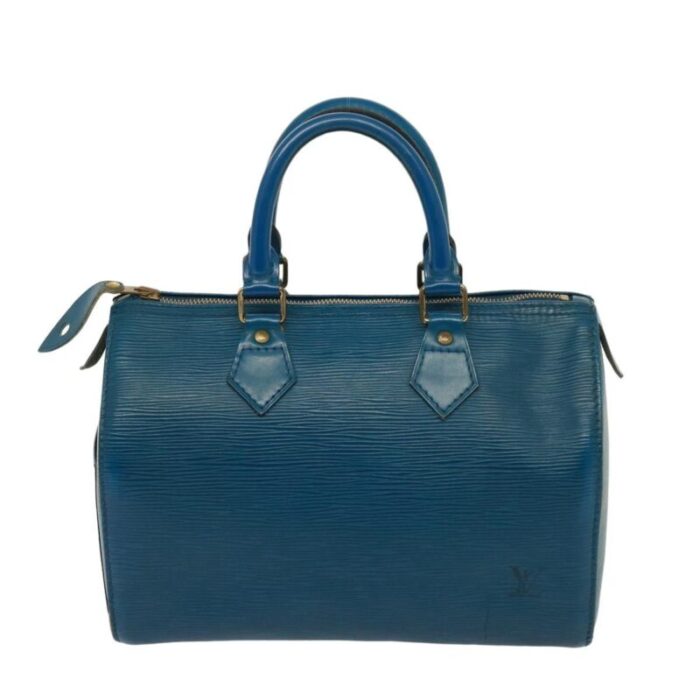 louis vuitton epi speedy 25 hand bag toledo blue m43015 lv auth 78936 7853