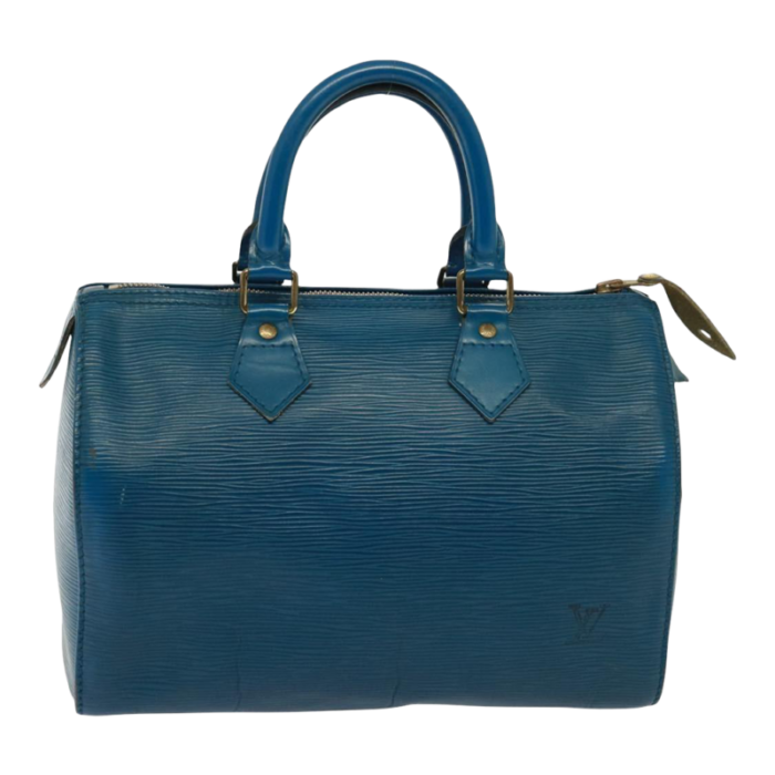 louis vuitton epi speedy 25 hand bag toledo blue m43015 lv auth 78936 8382