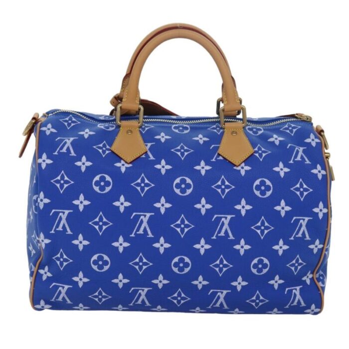 louis vuitton monogram speedy p9 bandouliere 40 hand bag blue m24418 auth 76198s 0728