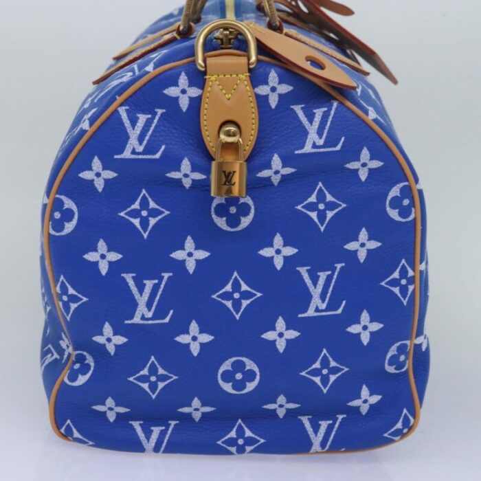 louis vuitton monogram speedy p9 bandouliere 40 hand bag blue m24418 auth 76198s 3781