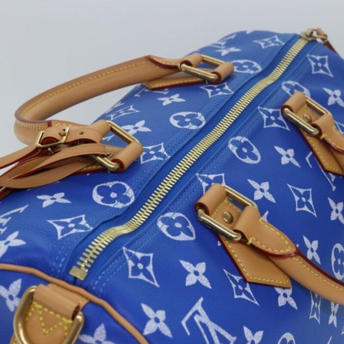 louis vuitton monogram speedy p9 bandouliere 40 hand bag blue m24418 auth 76198s 3966