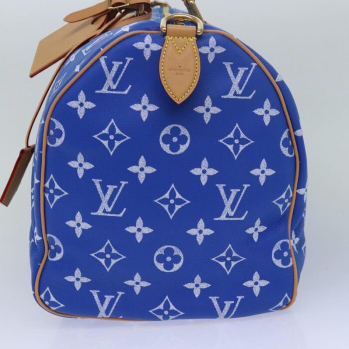 louis vuitton monogram speedy p9 bandouliere 40 hand bag blue m24418 auth 76198s 9955