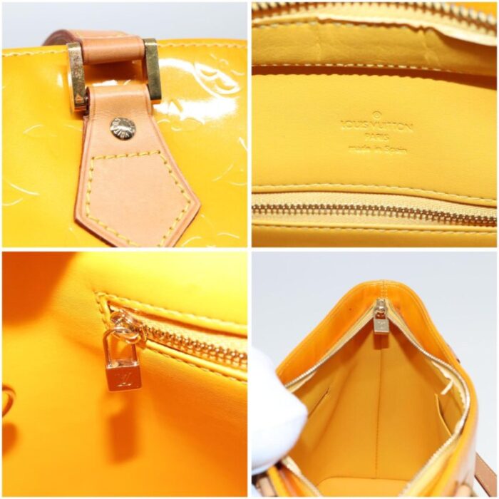 louis vuitton monogram vernis houston hand bag jaune m91121 lv auth 78215 5074