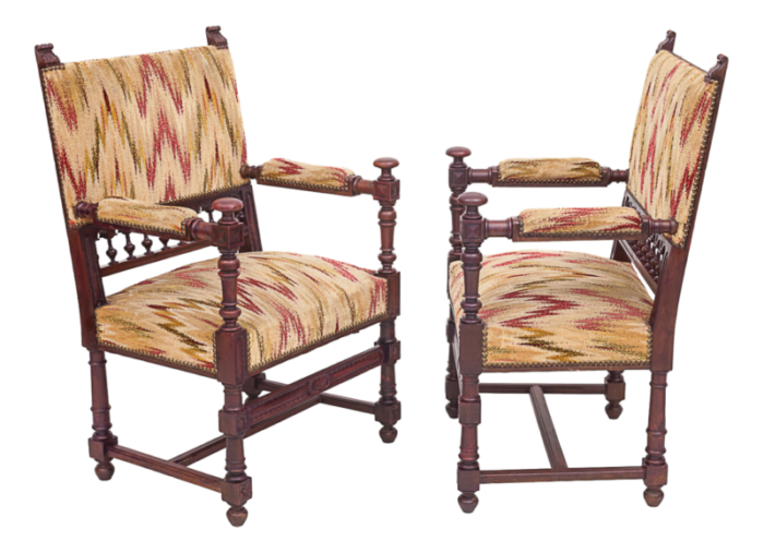 louis xiii armchairs 1940s set of 2 3820