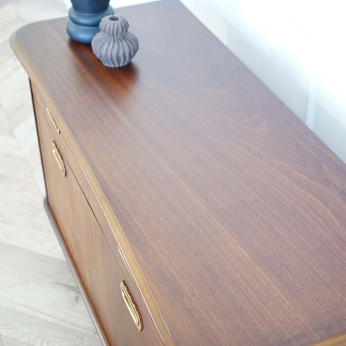 mahogany chest of drawers with brass details 1940s 0460