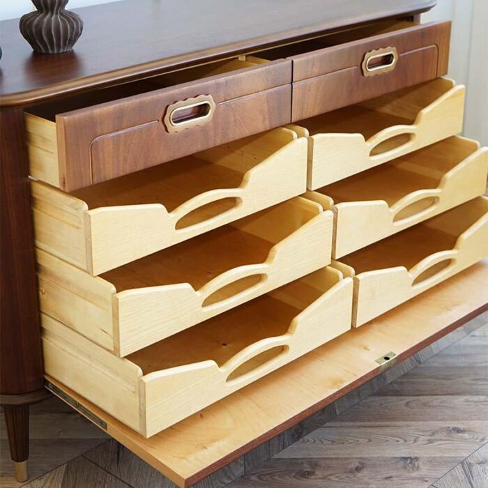 mahogany chest of drawers with brass details 1940s 5061