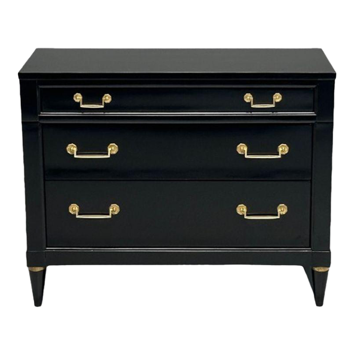 maison jansen style hollywood regency chest black lacquer bronze 1970s 0108