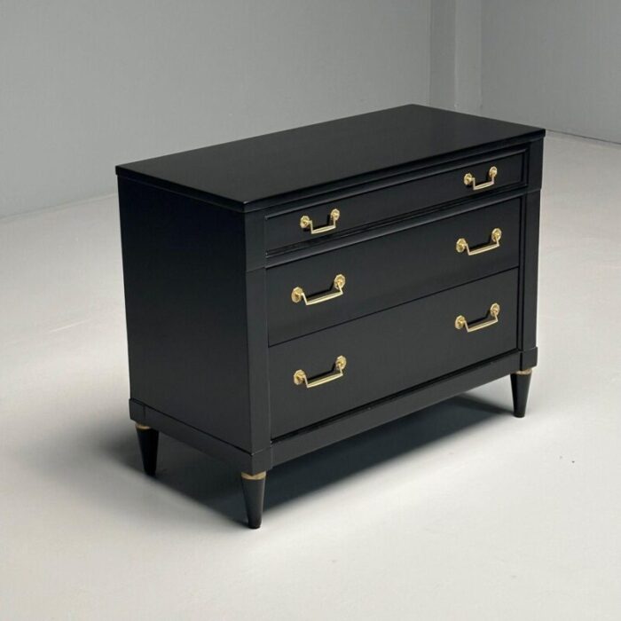 maison jansen style hollywood regency chest black lacquer bronze 1970s 0934