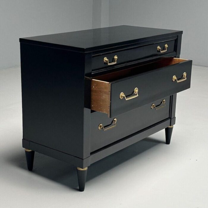 maison jansen style hollywood regency chest black lacquer bronze 1970s 3971