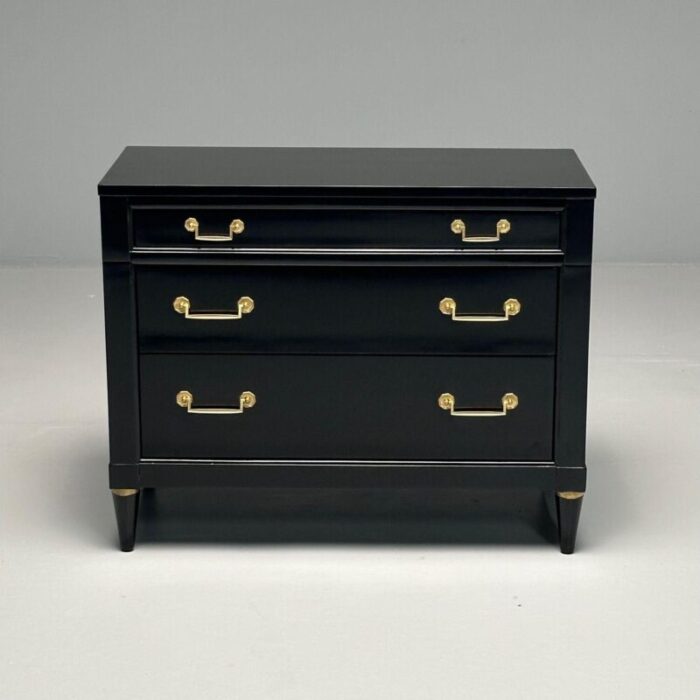 maison jansen style hollywood regency chest black lacquer bronze 1970s 5136