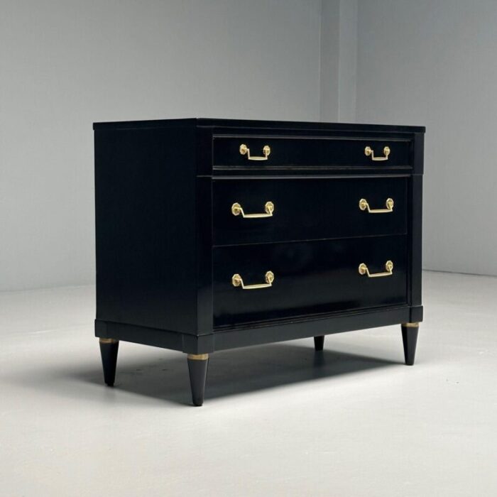 maison jansen style hollywood regency chest black lacquer bronze 1970s 8757