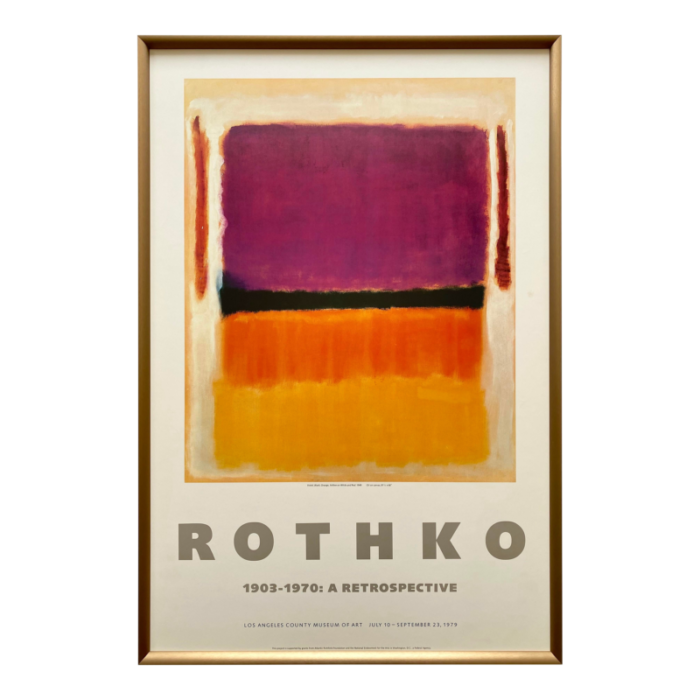 mark rothko vintage 1979 lithograph print framed abstract expressionist exhibition poster violet black orange yellow on white and red 1949 5881