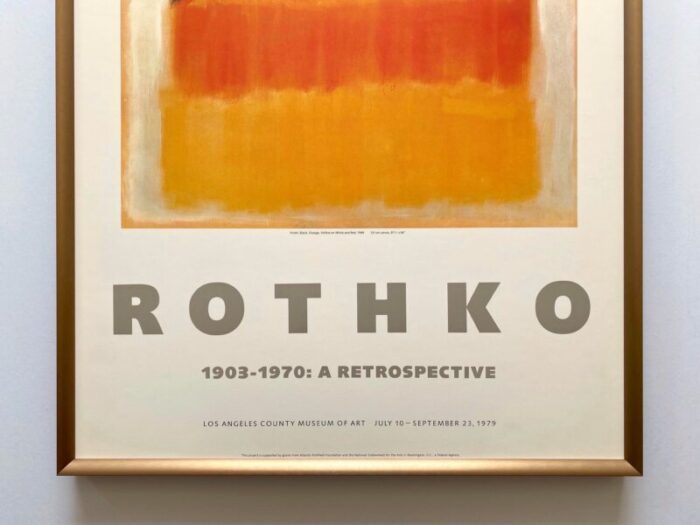 mark rothko vintage 1979 lithograph print framed abstract expressionist exhibition poster violet black orange yellow on white and red 1949 6669