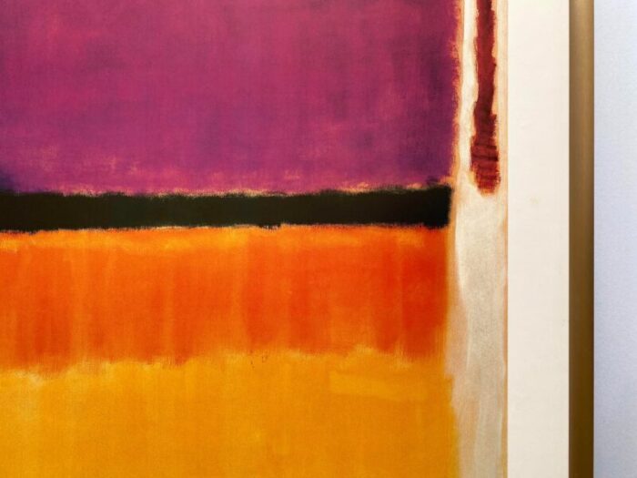 mark rothko vintage 1979 lithograph print framed abstract expressionist exhibition poster violet black orange yellow on white and red 1949 6893