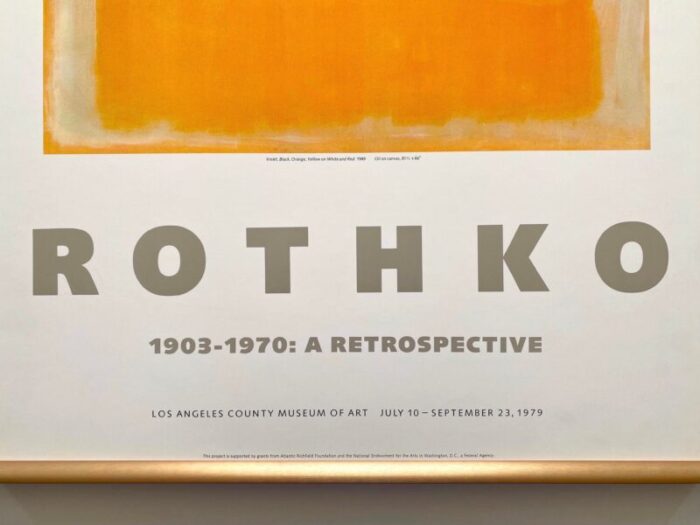 mark rothko vintage 1979 lithograph print framed abstract expressionist exhibition poster violet black orange yellow on white and red 1949 7547