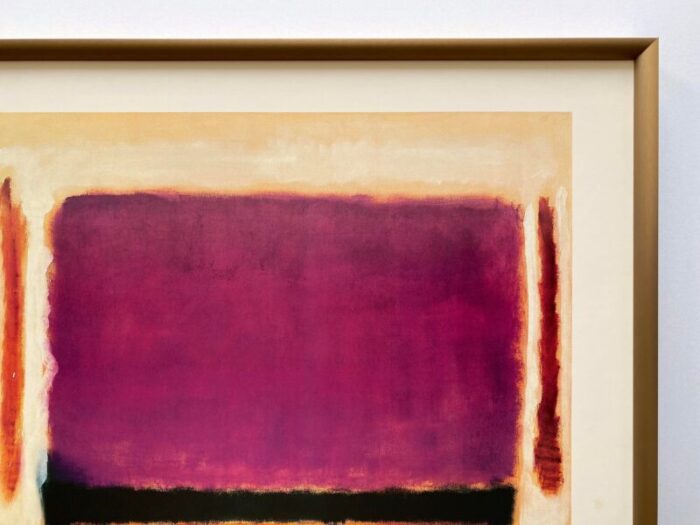 mark rothko vintage 1979 lithograph print framed abstract expressionist exhibition poster violet black orange yellow on white and red 1949 8367