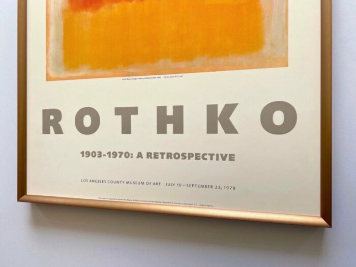 mark rothko vintage 1979 lithograph print framed abstract expressionist exhibition poster violet black orange yellow on white and red 1949 8433