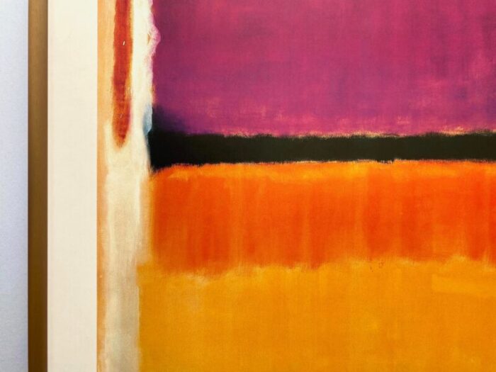 mark rothko vintage 1979 lithograph print framed abstract expressionist exhibition poster violet black orange yellow on white and red 1949 9288