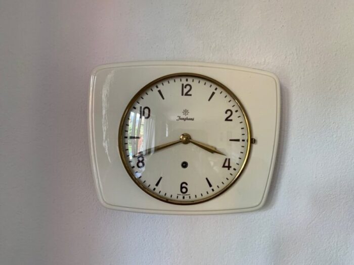 mechanical ceramic wall clock from junghans germany 1950s 1