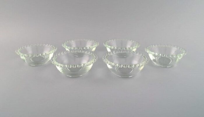 mid 20th century art glass clear bowls france set of 6 2