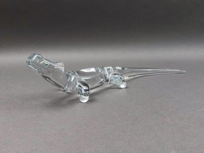 mid 20th century daum crystal france signed alligator glass figurine sculpture 1145