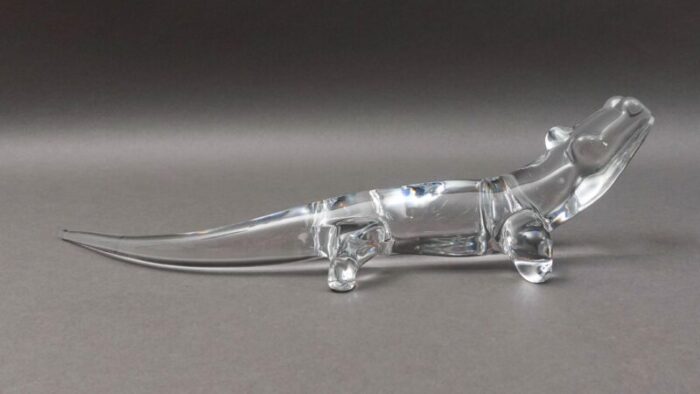 mid 20th century daum crystal france signed alligator glass figurine sculpture 5752