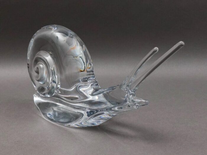 mid 20th century daum crystal france signed snail escargot large glass figurine sculpture 1722