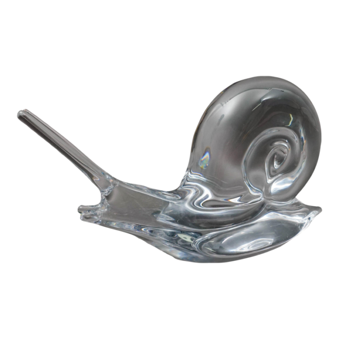 mid 20th century daum crystal france signed snail escargot large glass figurine sculpture 2229