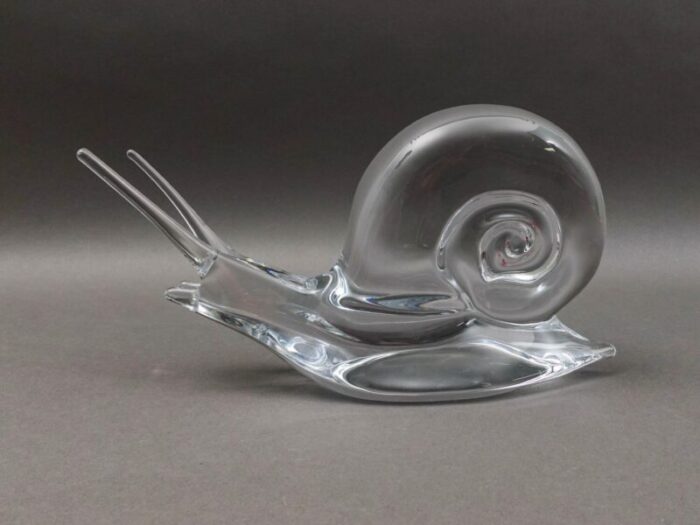 mid 20th century daum crystal france signed snail escargot large glass figurine sculpture 6947