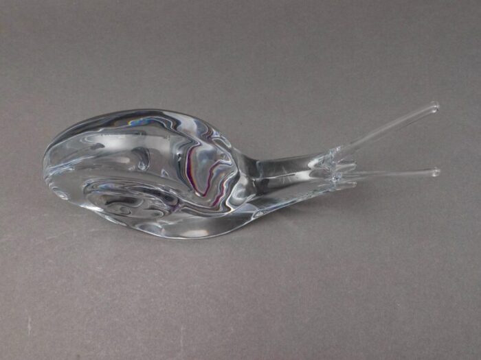 mid 20th century daum crystal france signed snail escargot large glass figurine sculpture 8433