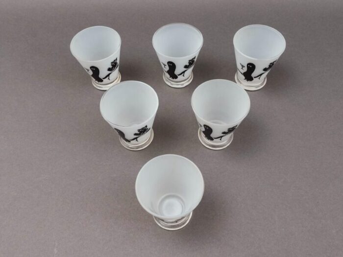 mid 20th century federal glass friendly spirits ghost barware glasses set of 6 4974