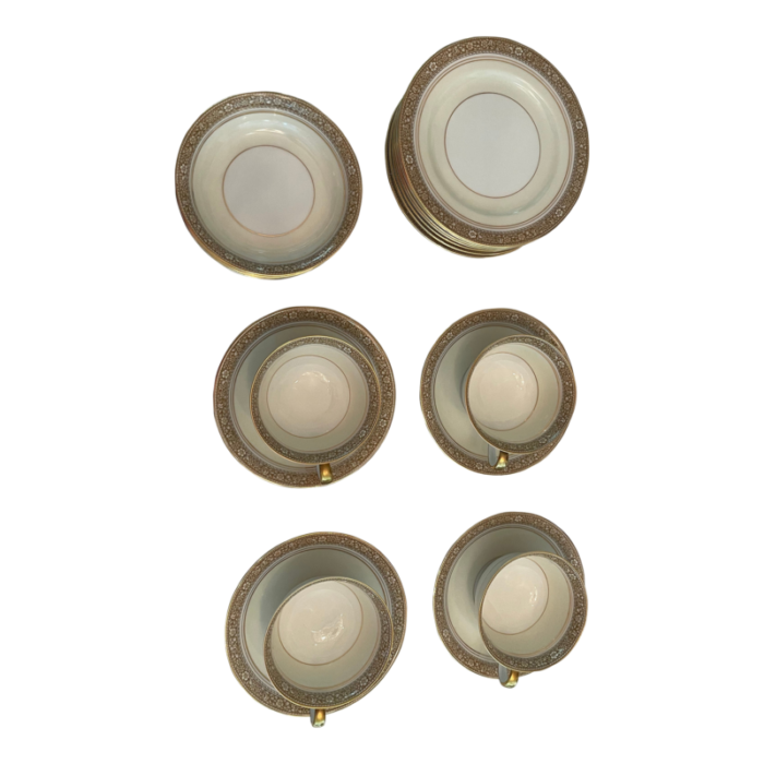 mid 20th century noritake teacoffee dessert set of plates fruit bowls and cups and saucers 18 pieces 9658