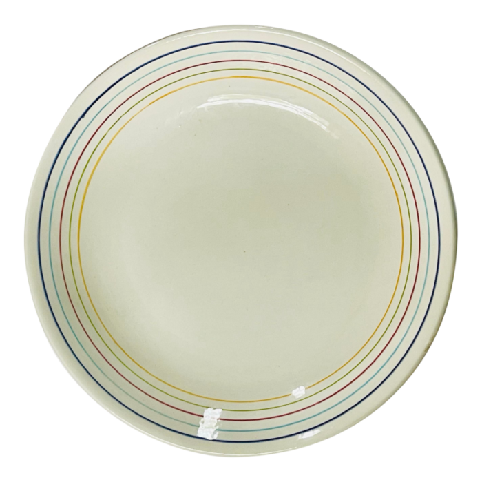 mid 20th century rainbow stripe italian serving bowl 0155