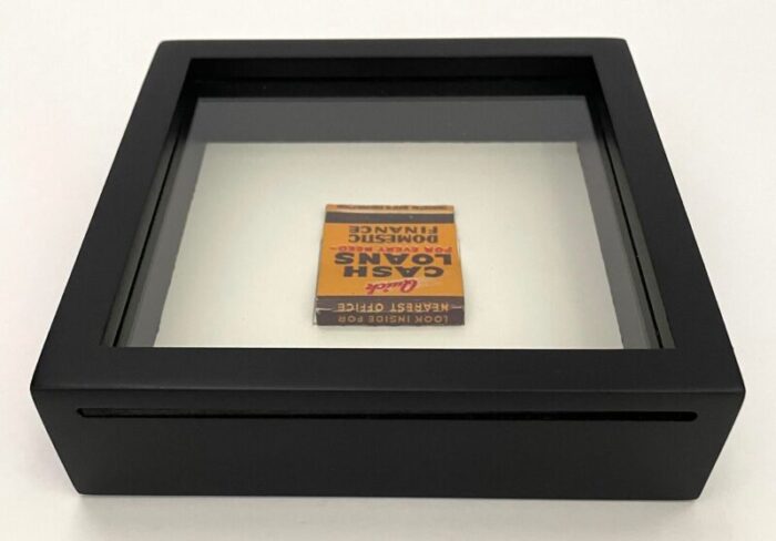 mid 20th century vintage framed matchbook from quick cash loans 0500