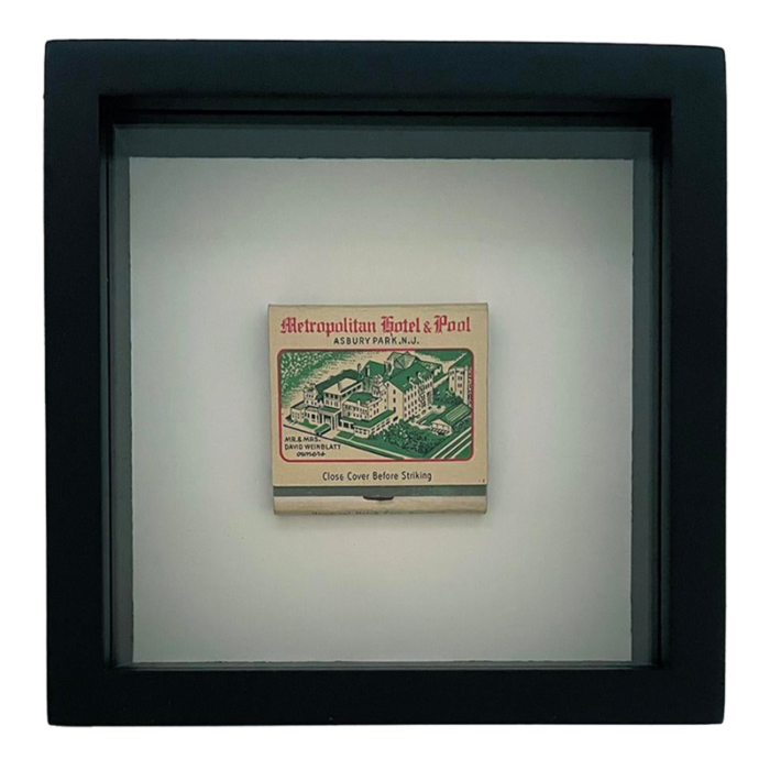 mid 20th century vintage framed matchbook from the metropolitan hotel in asbury park n j 0275