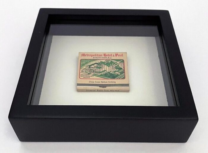 mid 20th century vintage framed matchbook from the metropolitan hotel in asbury park n j 6835