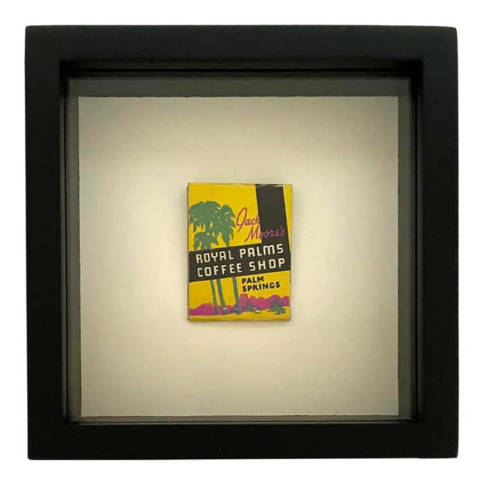 mid 20th century vintage framed matchbook from the royal palms coffee shop in palm springs c a 2751