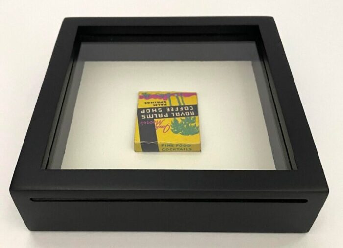 mid 20th century vintage framed matchbook from the royal palms coffee shop in palm springs c a 7467