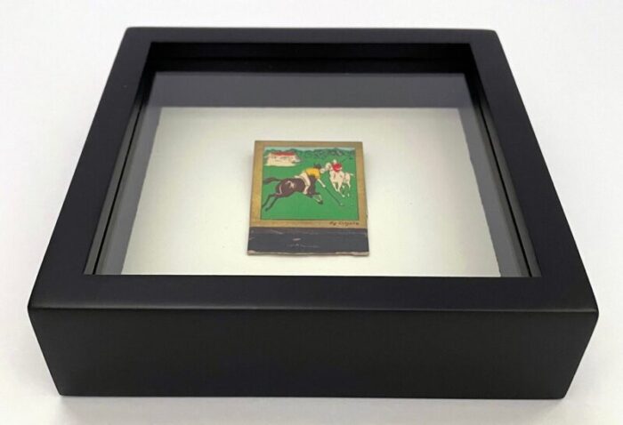 mid 20th century vintage framed matchbook with polo theme 6472