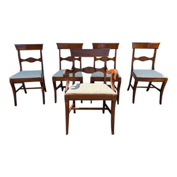 mid 20th century vintage regency style solid cherry dining chairs by lewisburg furniture set of 5 7691