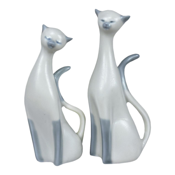 mid century atomic porcelain siamese cat sculpture a pair 1844