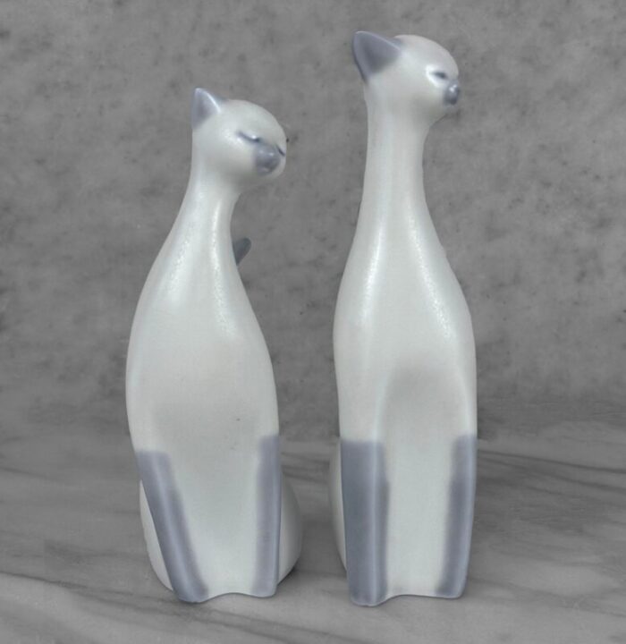 mid century atomic porcelain siamese cat sculpture a pair 8081