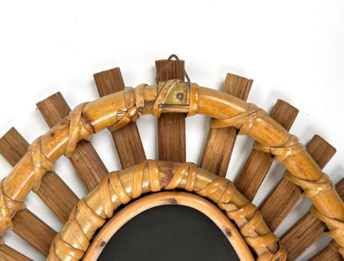 mid century bamboo and rattan oval wall mirror italy 1960s 11