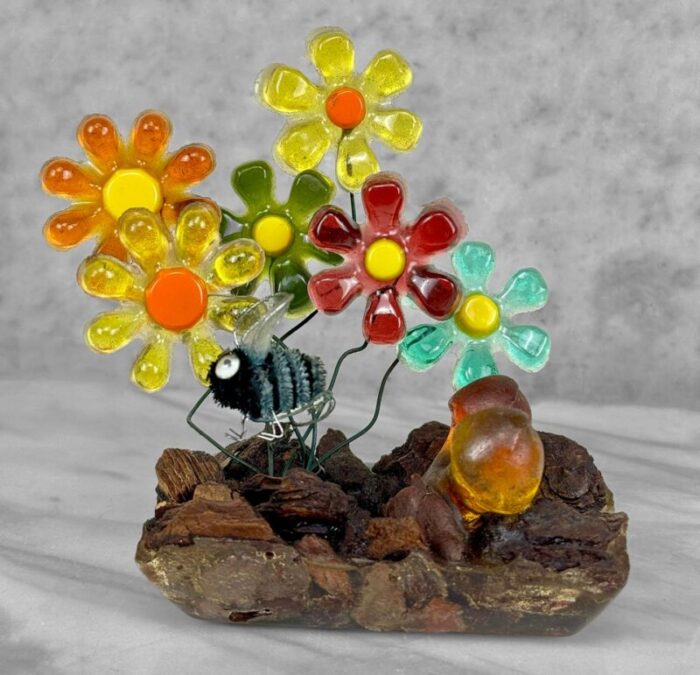 mid century boho lucite flowers and mushrooms figural sculpture 1885