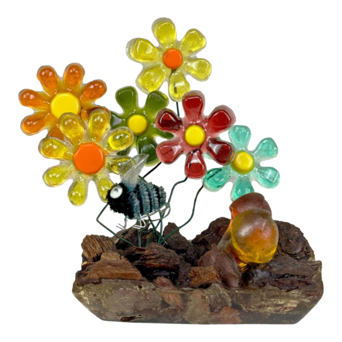 mid century boho lucite flowers and mushrooms figural sculpture 3472