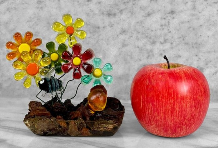 mid century boho lucite flowers and mushrooms figural sculpture 6693